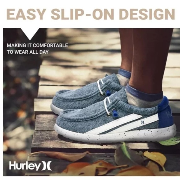 Hurley Melky slip on canvas shoes in a blue denim color, boys size 5 women’s 6 - Picture 3 of 9